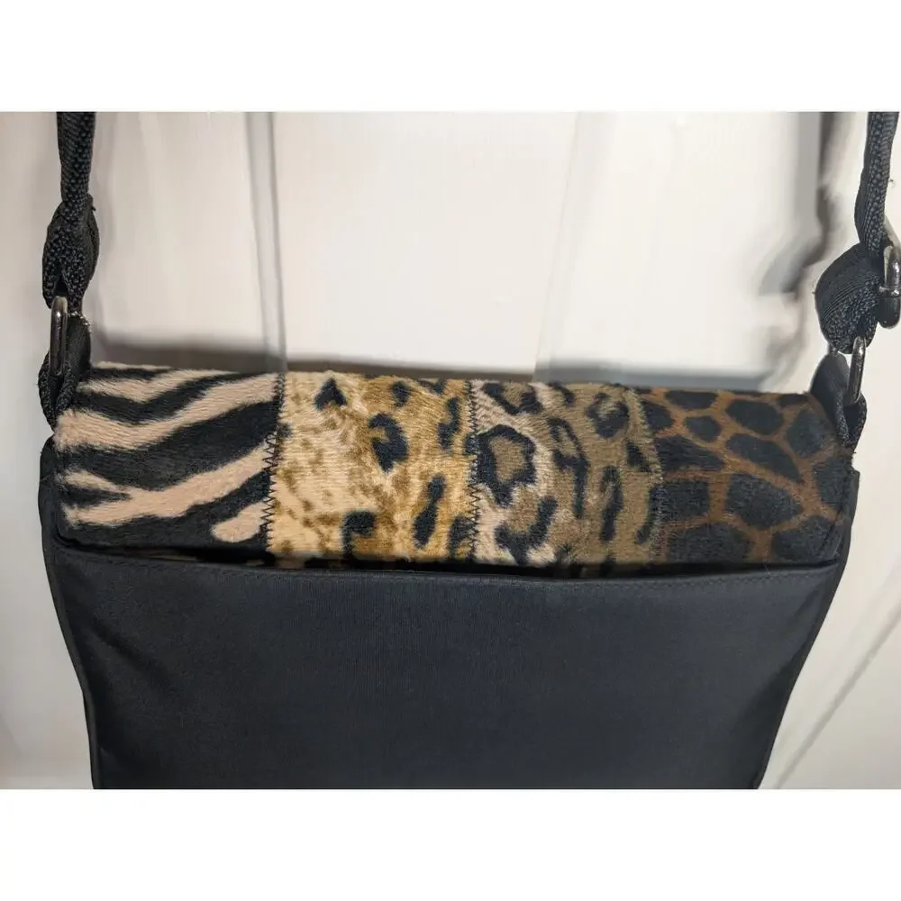 Vintage Wesley &Co Fiorucci Animal Print Patchwork Shoulder Bag Mixed Textures